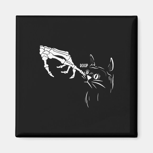 Cat Skeleton Hand Boop Halloween Cats Älskare Pet  Magnet (Framsidan)