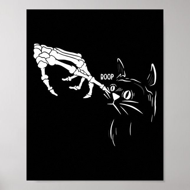 Cat Skeleton Hand Boop Halloween Cats Älskare Pet  Poster (Framsidan)