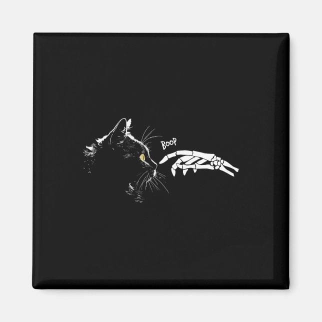 Cat Skeleton Hand Boop Halloween Cute Cats Pet Kit Magnet (Framsidan)