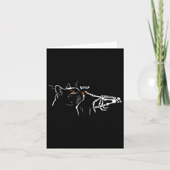 Cat Skeleton Hand Boop Halloween Pet Women Girls K Kort (Framsida)