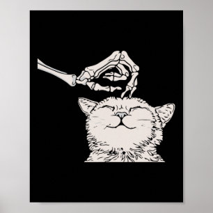 Cat Skeleton Hand Lazy Halloween Costume Coola Bon Poster