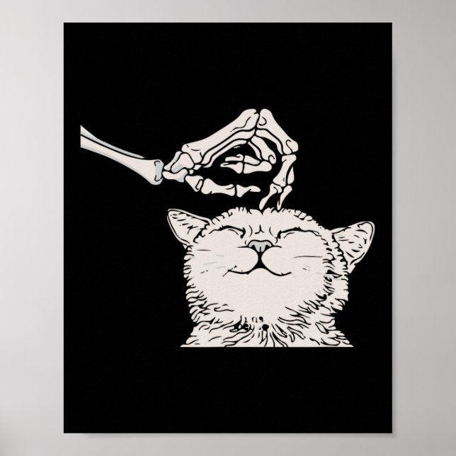 Cat Skeleton Hand Lazy Halloween Costume Coola Bon Poster (Framsidan)