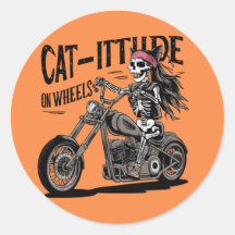 Cat Skeleton Riding A Motorcle Cat itud on där