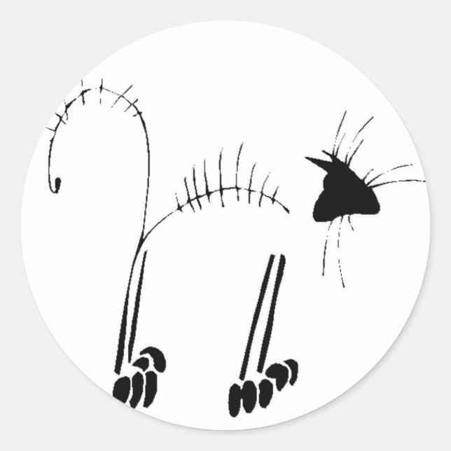 Cat Skeleton Runt Klistermärke (Framsida)