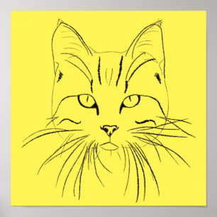 Cat Sketch - Anpassadet Färg Poster