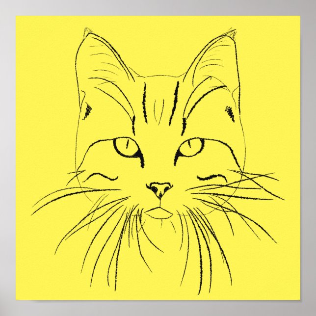Cat Sketch - Anpassadet Färg Poster (Framsidan)