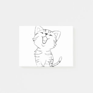 Cat Sketch Teckning Graphic Arts Kitten Silhouette Post-it Block