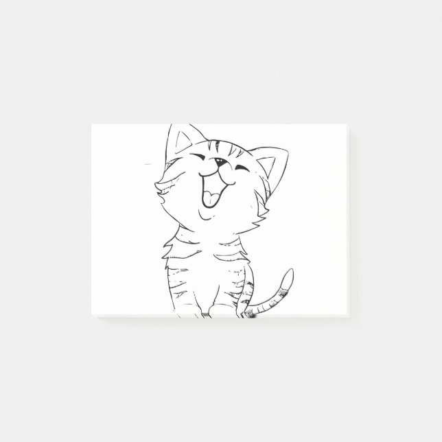 Cat Sketch Teckning Graphic Arts Kitten Silhouette Post-it Block (Framsida)
