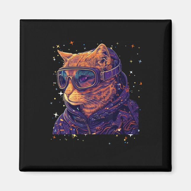 Cat Ski Snowboard Goggles Funny Skiing Snowboardin Magnet (Framsidan)
