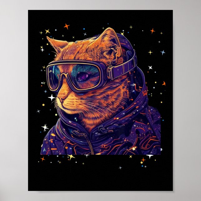 Cat Ski Snowboard Goggles Funny Skiing Snowboardin Poster (Framsidan)