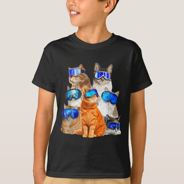 Cat skiing funny  t shirt (Framsida)
