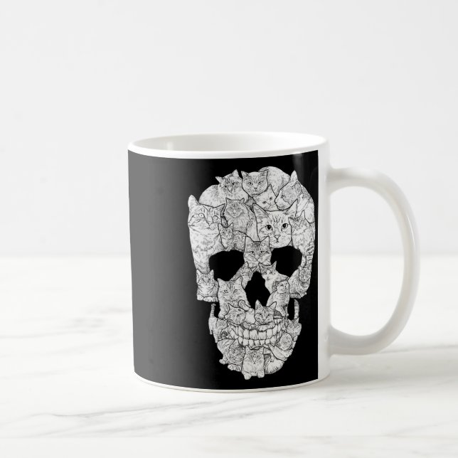 Cat Skull - Kattunge Skeleton Halloween Costume Id Kaffemugg (Höger)
