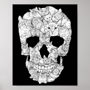 Cat Skull - Kattunge Skeleton Halloween Costume Id Poster