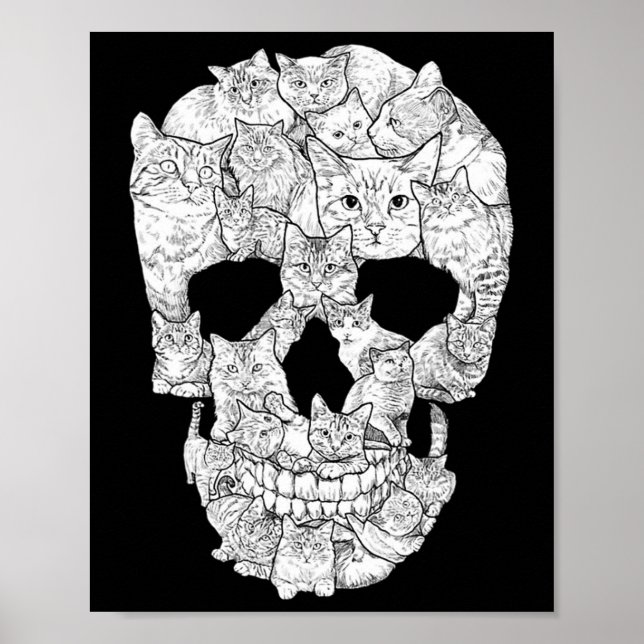 Cat Skull - Kattunge Skeleton Halloween Costume Id Poster (Framsidan)