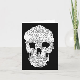 Cat Skull Kattunge Skeleton Halloween Goth Punk Em Kort
