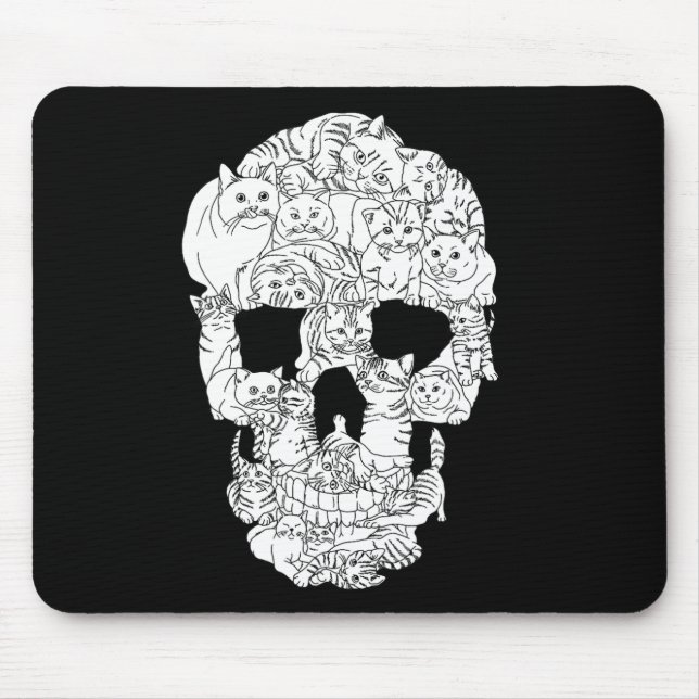 Cat Skull Kattunge Skeleton Halloween Goth Punk Em Musmatta (Framsidan)