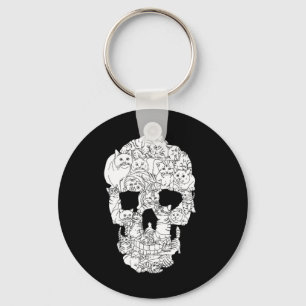 Cat Skull Kattunge Skeleton Halloween Goth Punk Em Nyckelring