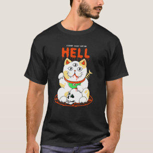 Cat Skull Pentagram Satanic Gothic Witchcraft Past T Shirt