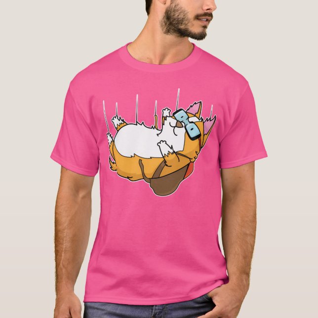 Cat Skydiving T Shirt (Framsida)
