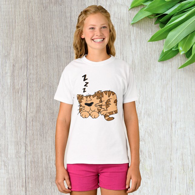 Cat Sleeping Girls T-Shirt (Skapare uppladdad)