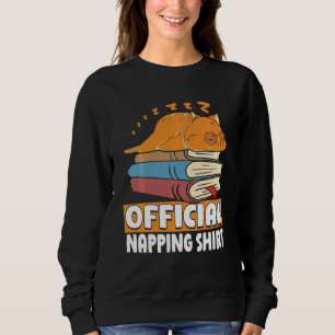 Cat Sleeping Napping Bookworm Reading Bok Älskare T Shirt