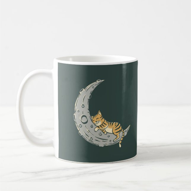 Cat Sleeps till Måne Kaffemugg (Vänster)