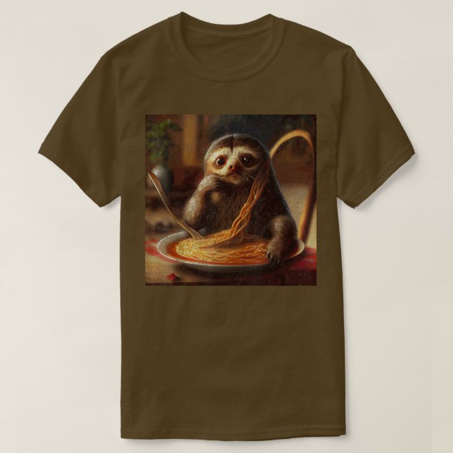 Cat Sloth Spaghetti T Shirt (Design framsida)