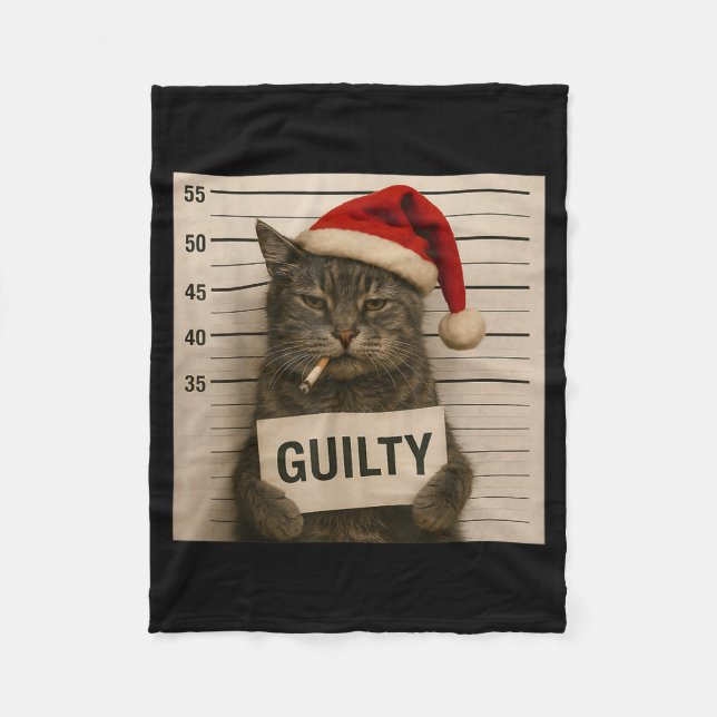 Cat Smoking Cigarette Christmas Funny Meme Cat  Fleecefilt (Framsidan)