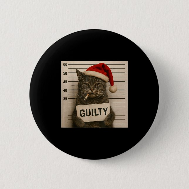 Cat Smoking Cigarette Christmas Funny Meme Cat  Knapp (Framsida)