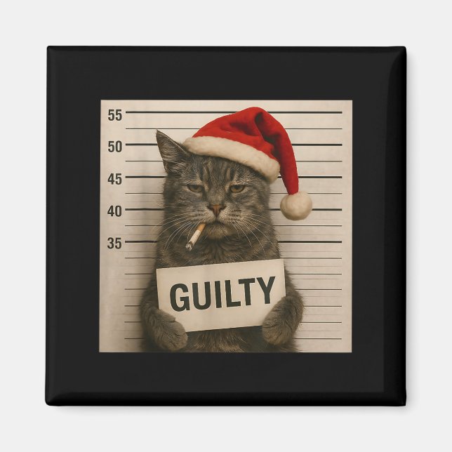 Cat Smoking Cigarette Christmas Funny Meme Cat  Magnet (Framsidan)
