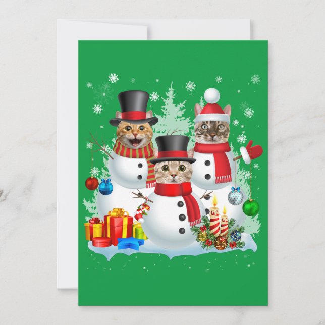 Cat Snögubbe jultomten Light Cat Mamma Cat Pappa Inbjudningar (Framsida)