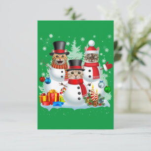 Cat Snögubbe jultomten Light Cat Mamma Cat Pappa Tack Kort
