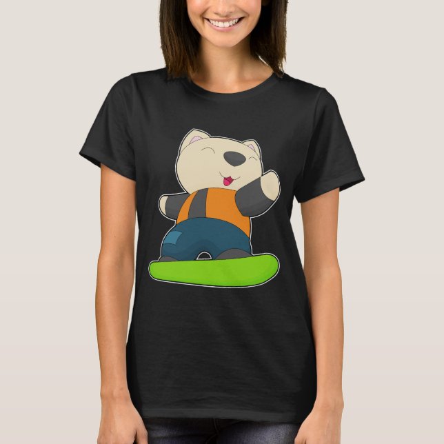 Cat Snowboard Winter sport T Shirt (Framsida)
