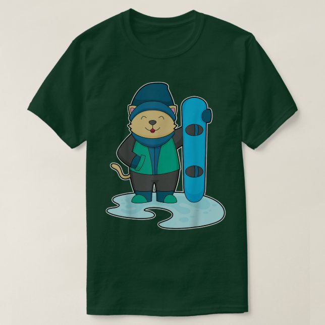 Cat Snowboarder Snowboard Winter sport T Shirt (Design framsida)