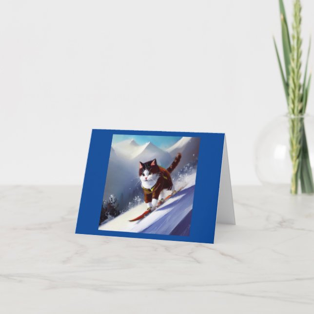 Cat Snowboarding Kort (Framsida)