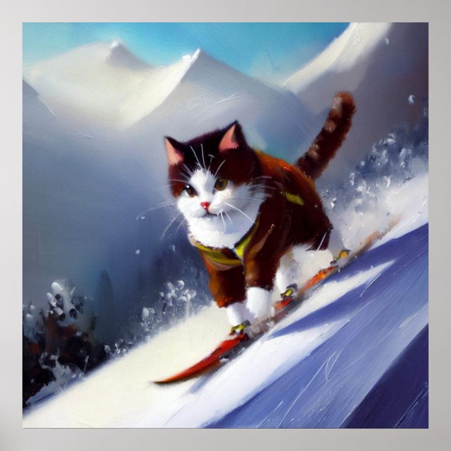 Cat Snowboarding Poster (Framsidan)