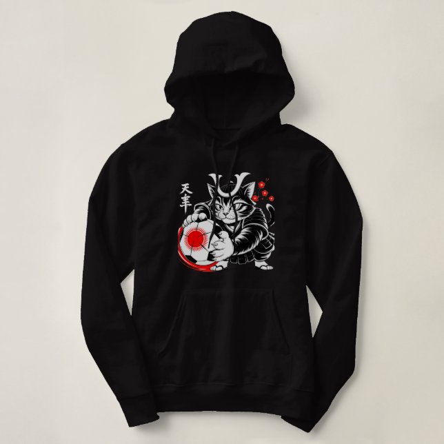 Cat Soccer Player Women's Hoodie - Unique Japanese T Shirt (Design framsida)