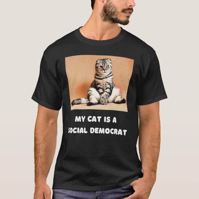 Cat Social Democrat Politiskt humor Witty T Shirt (Framsida)