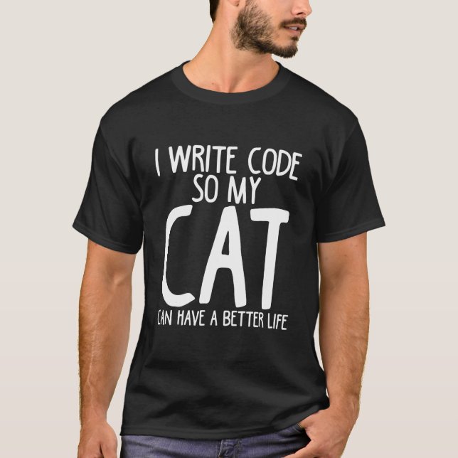 Cat Software Engineer Code Writer Code Engineer T Shirt (Framsida)
