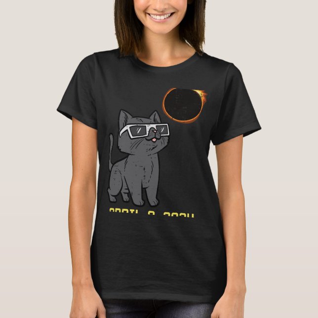 Cat Solar Eclipse 2024 Totality April 8 Women Mana T Shirt (Framsida)
