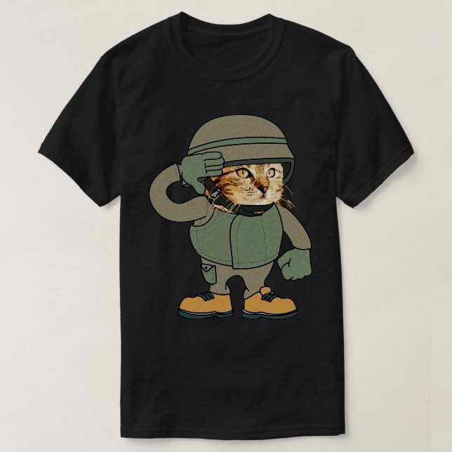 Cat Soldier I Kärlek Mitt katt 1 T Shirt (Design framsida)