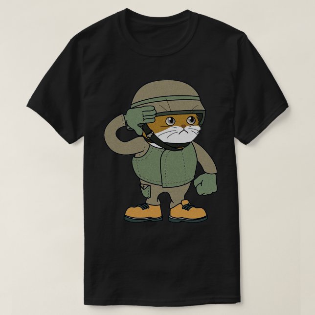 Cat Soldier I Kärlek My Cat T Shirt (Design framsida)