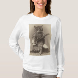 Cat som spelar Banjo lustiga T-Shirts