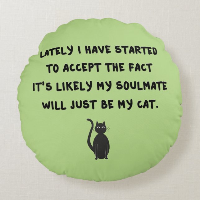 Cat Soulmate Rund Kudde (Framsidan)