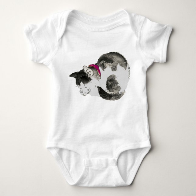 Cat sovande baby onies t shirt (Framsida)