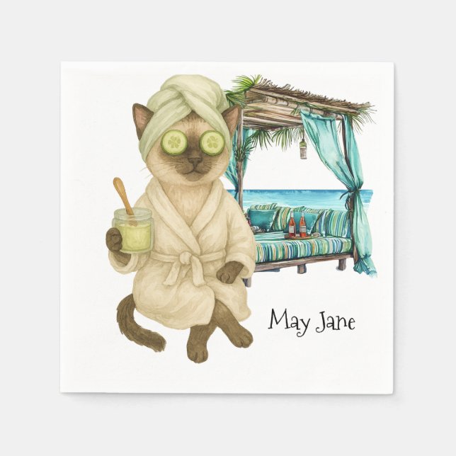 Cat Spa themed for Siamese Cat Lovers Pappersservett (Framsidan)