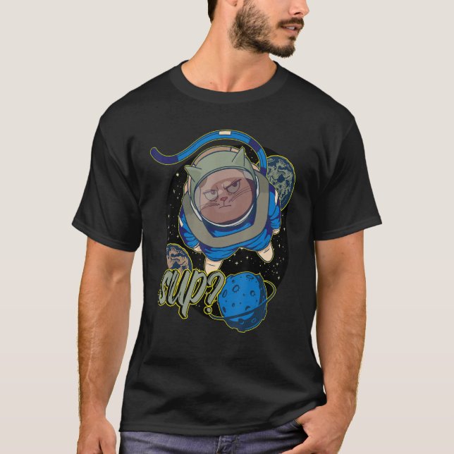 Cat Space Astronaut T Shirt (Framsida)