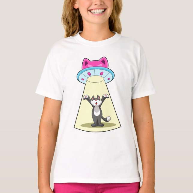 Cat Spacesship T Shirt (Framsida)