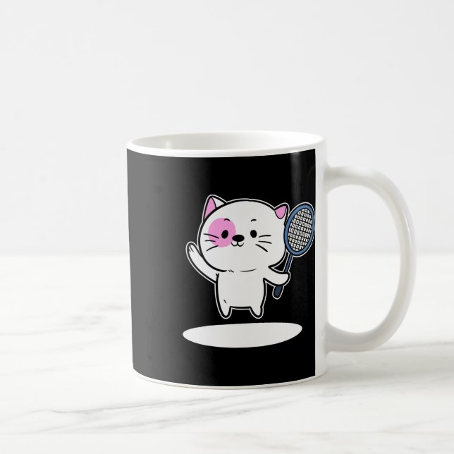 Cat Spela Badminton Badminton Player För manar Wom Kaffemugg (Höger)