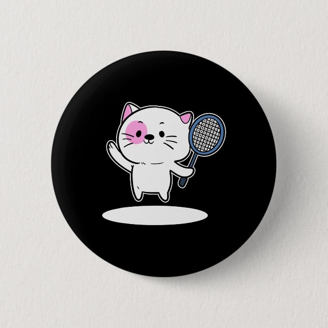 Cat Spela Badminton Badminton Player För manar Wom Knapp (Framsida)